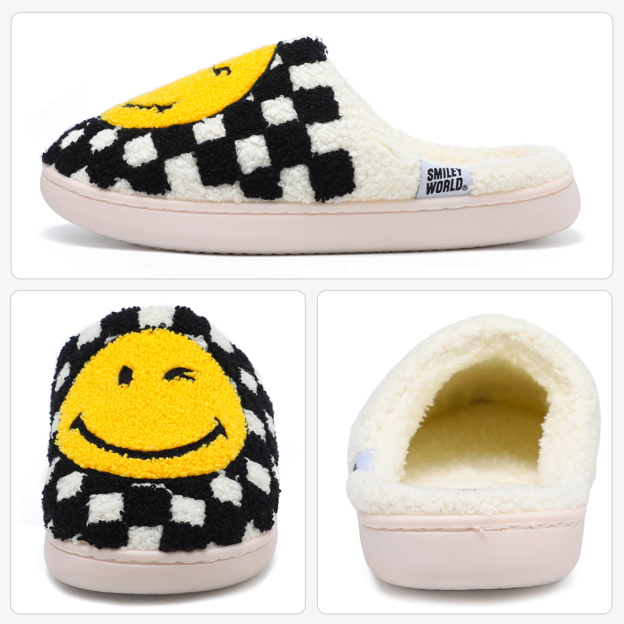 Chaussons Peluche Acheter Chaussons SmileyWorld Mousse Mémoire Antidérapants – Image 4