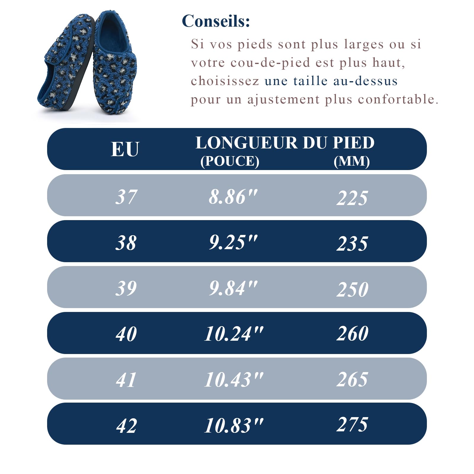 Pantoufles Acheter Chaussons diabétiques mousse mémoire de forme femme bout fermé – Image 5