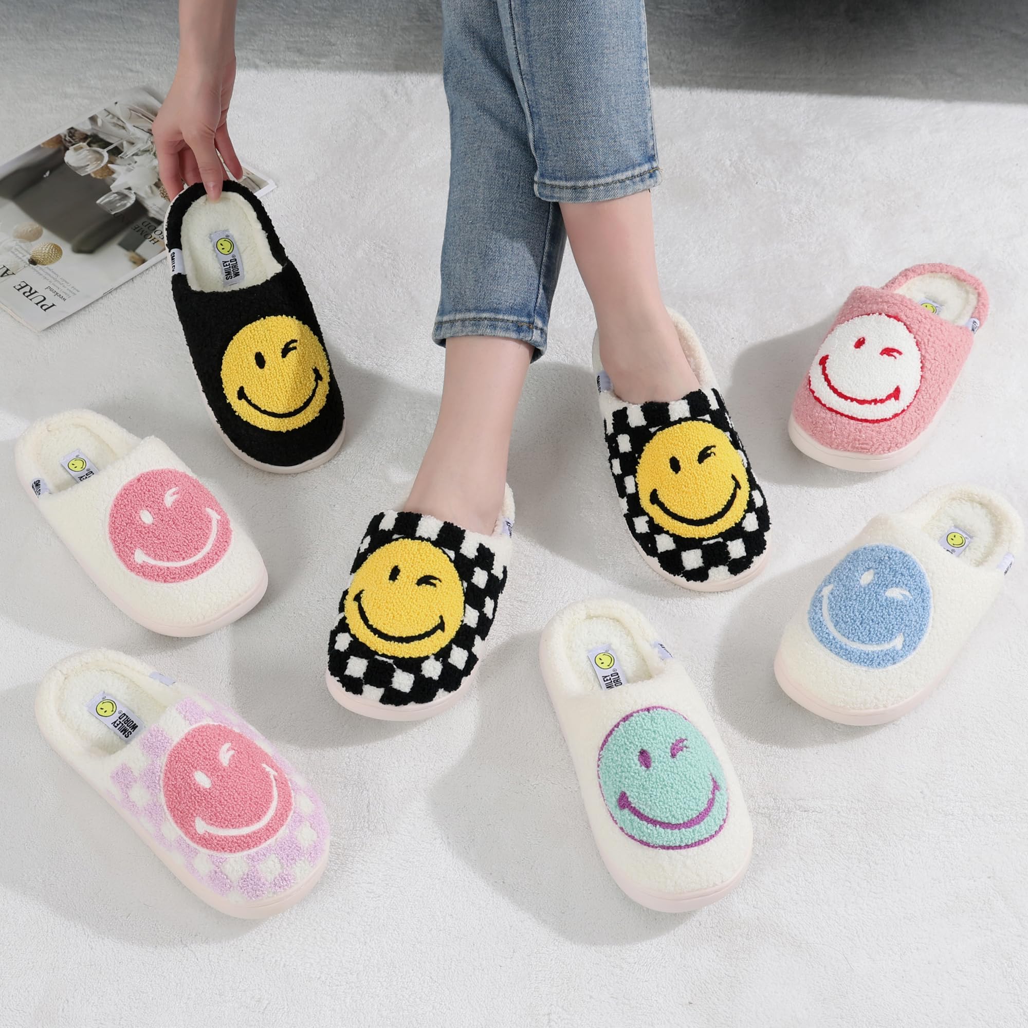 Chaussons Peluche Acheter Chaussons SmileyWorld Mousse Mémoire Antidérapants – Image 3