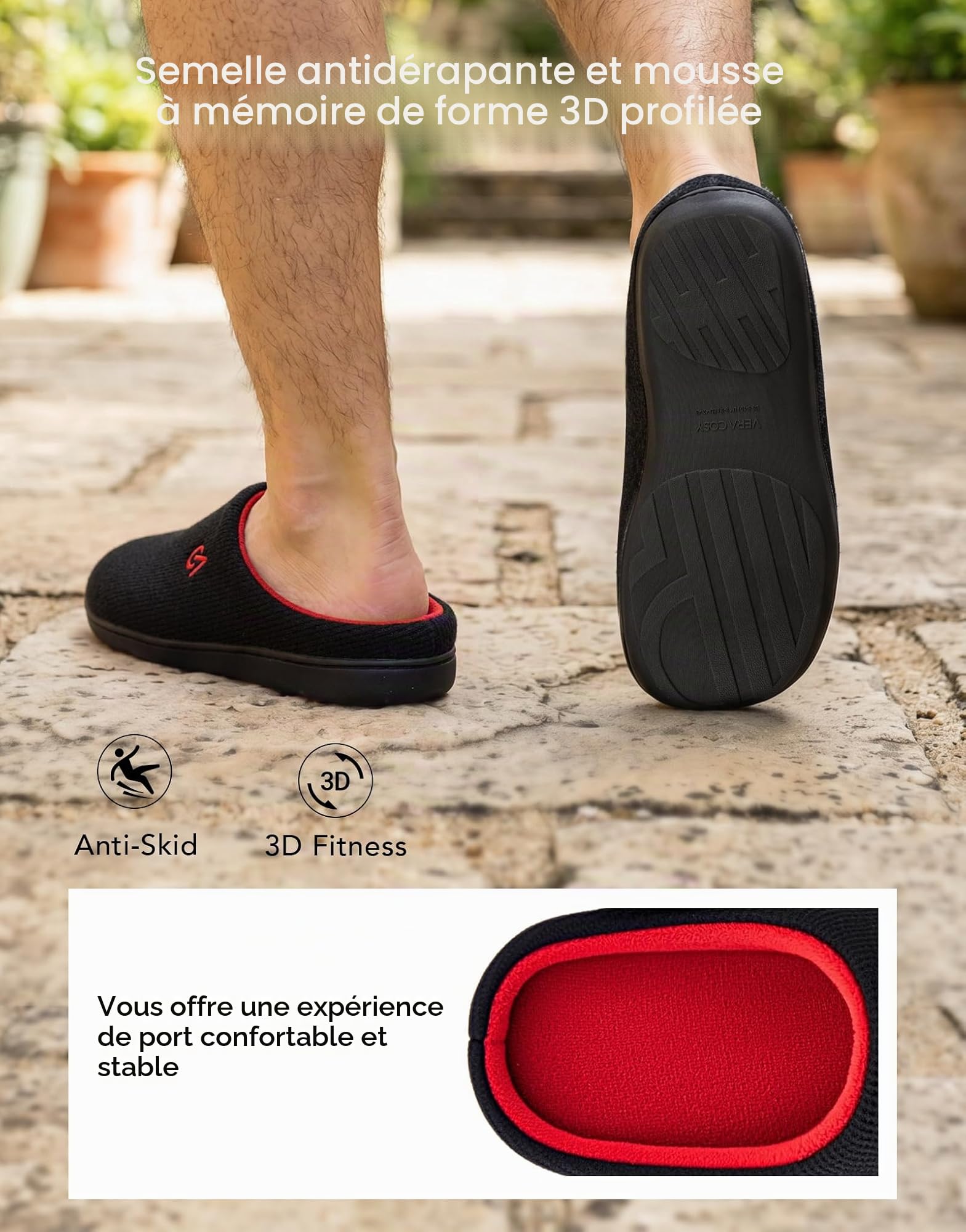 Chaussons Homme Acheter Chaussons VeraCosy mémoire de forme bicolore – Image 6