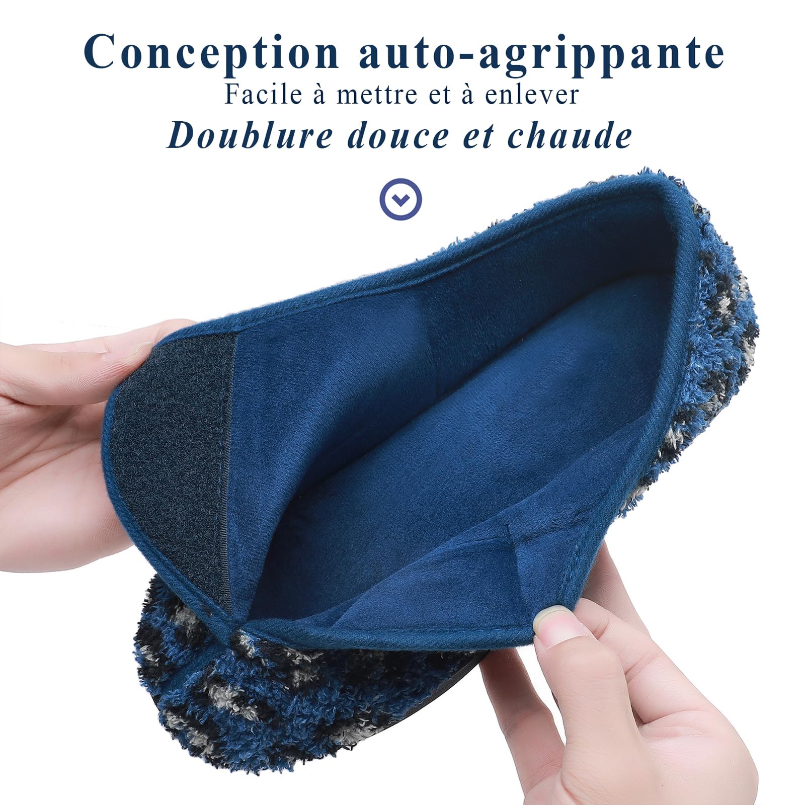 Pantoufles Acheter Chaussons diabétiques mousse mémoire de forme femme bout fermé – Image 3
