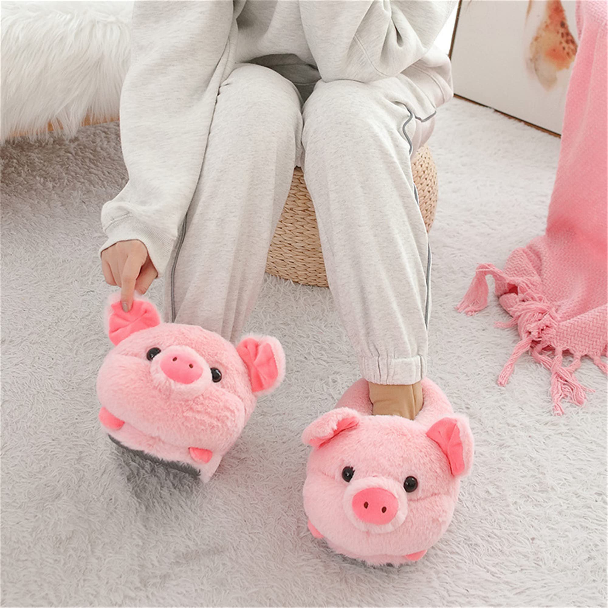 Pantoufles Acheter Chaussons LANFIRE forme cochon animaux femme hiver – Image 3