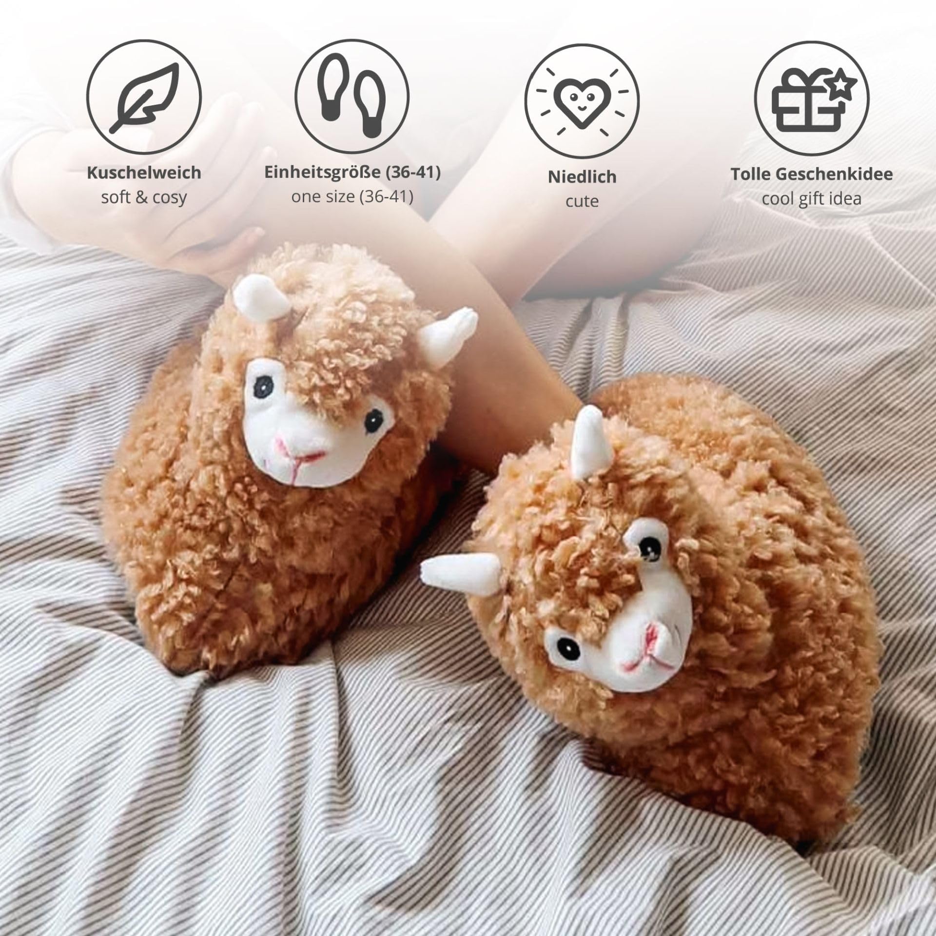 Chaussons Alpaga Animaux Acheter Chaussons Monsterzeug Pantoufles Douillettes – Image 4