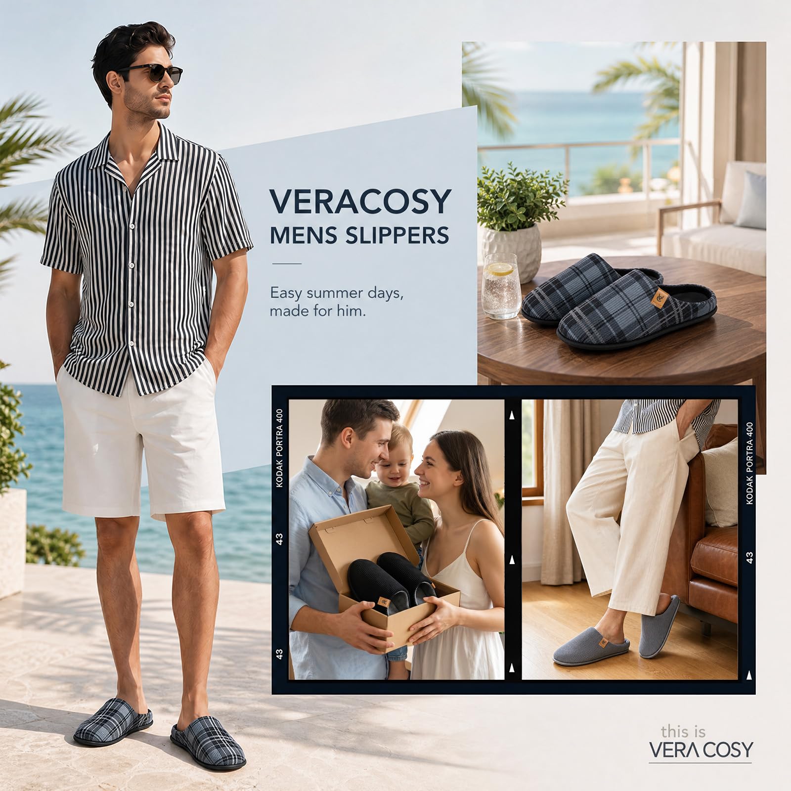 Pantoufles Homme Acheter Chaussons VeraCosy Velours Côtelé Mousse Mémoire de Forme – Image 7