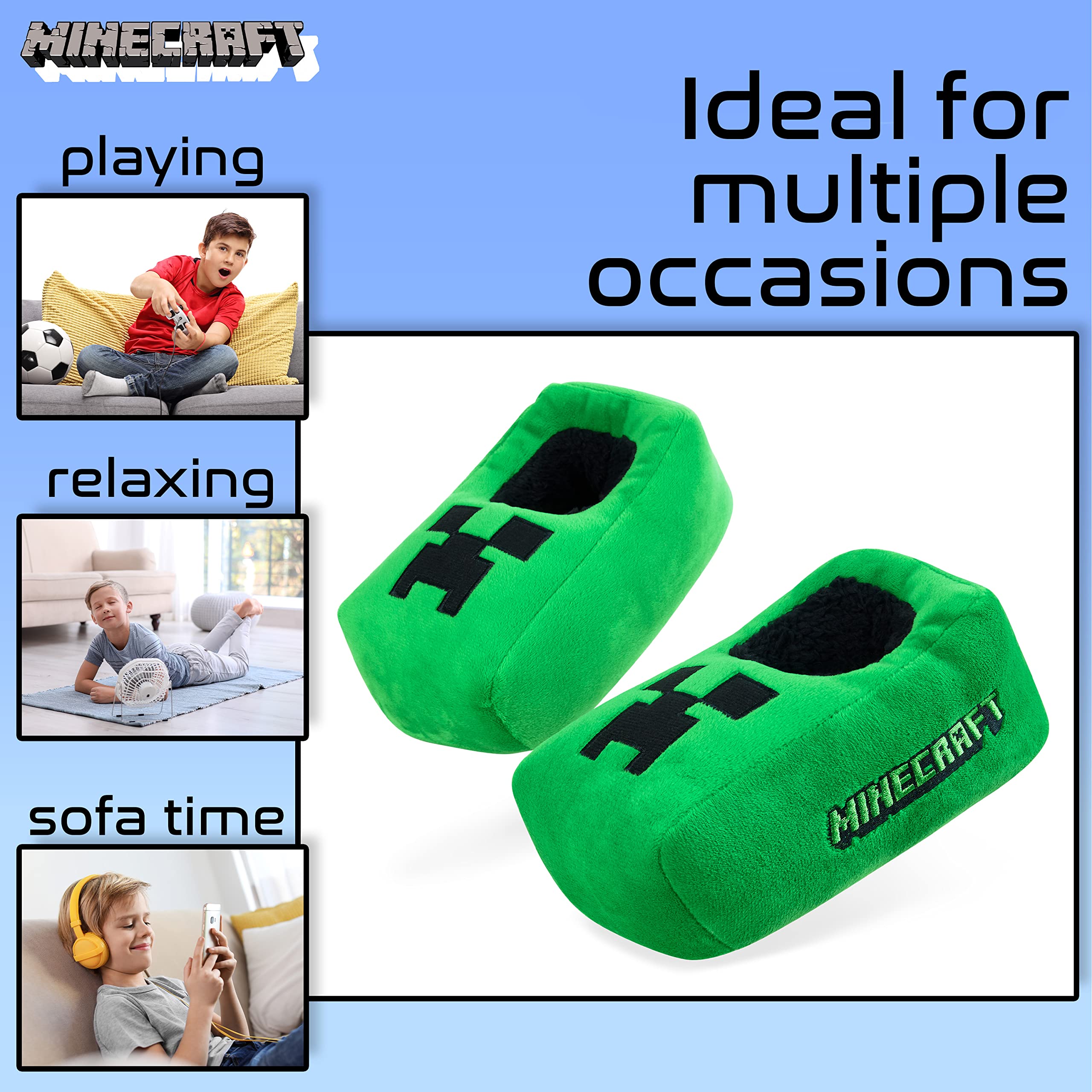 Chaussons Minecraft Creeper Garçon Acheter Chaussons Cosy Gamer Intérieur – Image 4